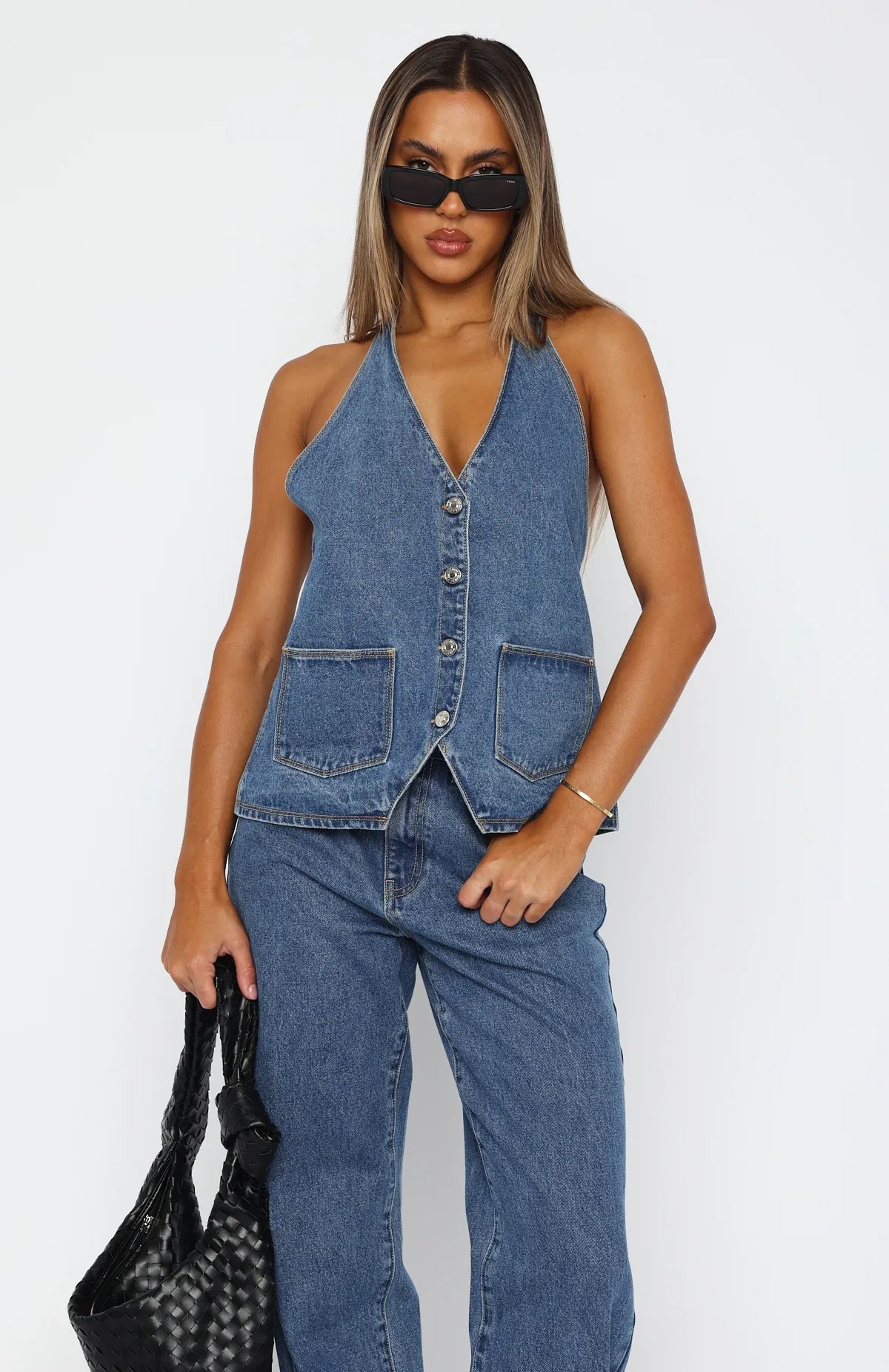 Lexi | Halter Denim Top